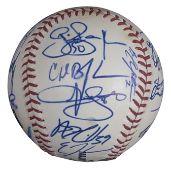 2008 American League Champion Tampa Bay Rays Team Signed OML Selig Baseball With 27 Signatures (JSA)